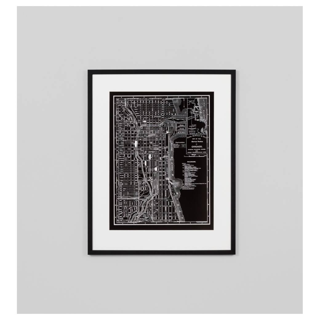 Chicago 1895 Map Print Black and White