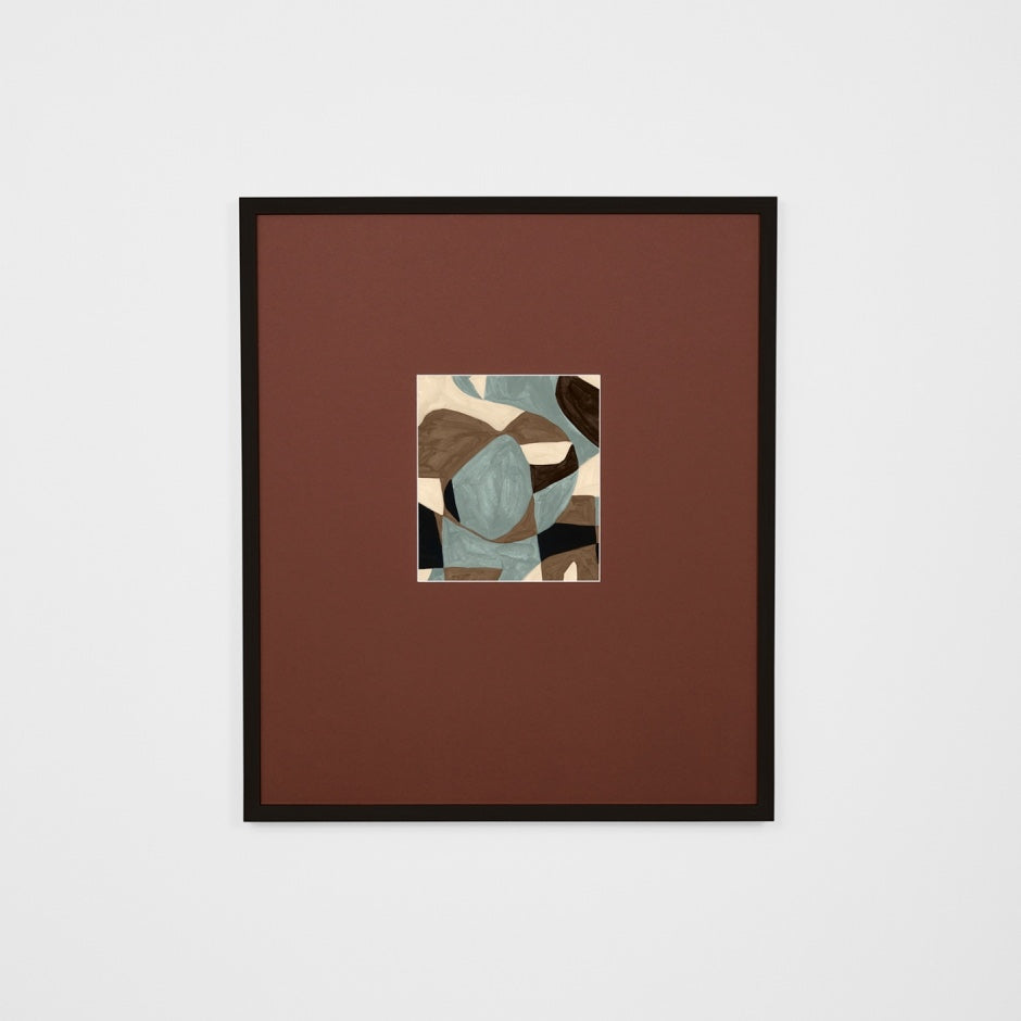 WARKLAB1RBW3_Klause Blue Wide 1 Print (Red Rust Mat) 73 x 85cm, Black Raw Timber Frame
