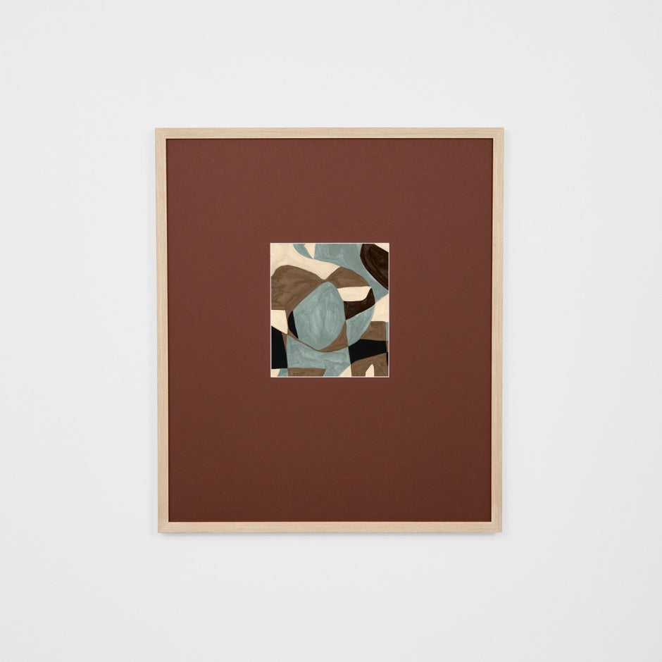 WARKLAB1RRW2_Klause Blue Wide 1 Print (Red Rust Mat) 58 x 68cm, Light Raw Timber Frame