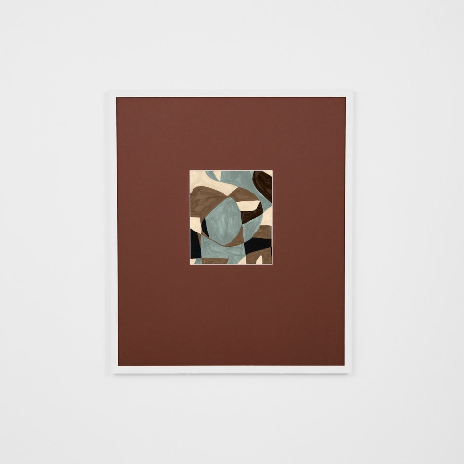 WARKLAB1RWW1_Klause Blue Wide 1 Print (Red Rust Mat) 43 x 50cm, White Raw Timber Frame