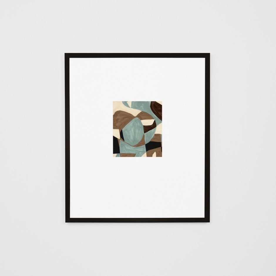 WARKLAB1WBW3_Klause Blue Wide 1 Print (Soft White Mat) 73 x 85cm, Black Raw Timber Frame
