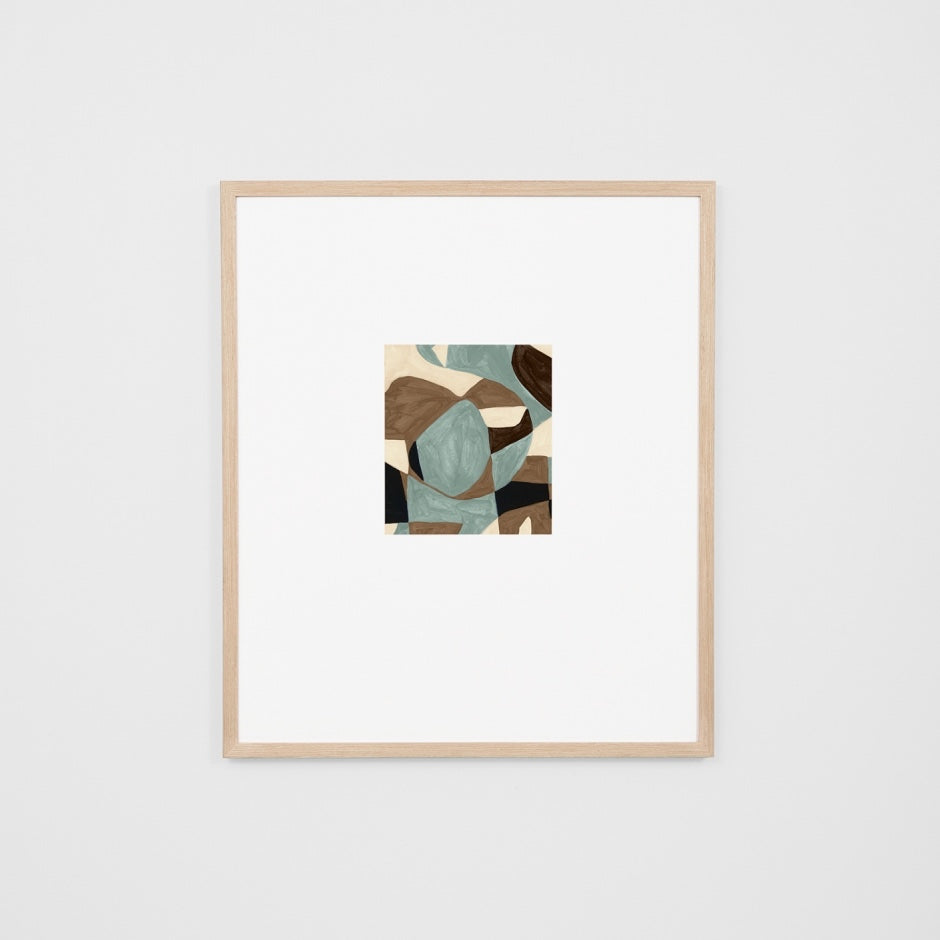 WARKLAB1WRW1_Klause Blue Wide 1 Print (Soft White Mat) 43 x 50cm, Light Raw Timber Frame