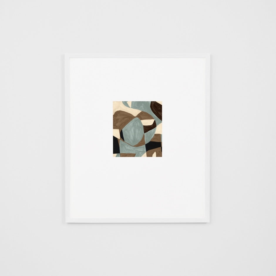 WARKLAB1WWW1_Klause Blue Wide 1 Print (Soft White Mat) 43 x 50cm, White Raw Timber Frame