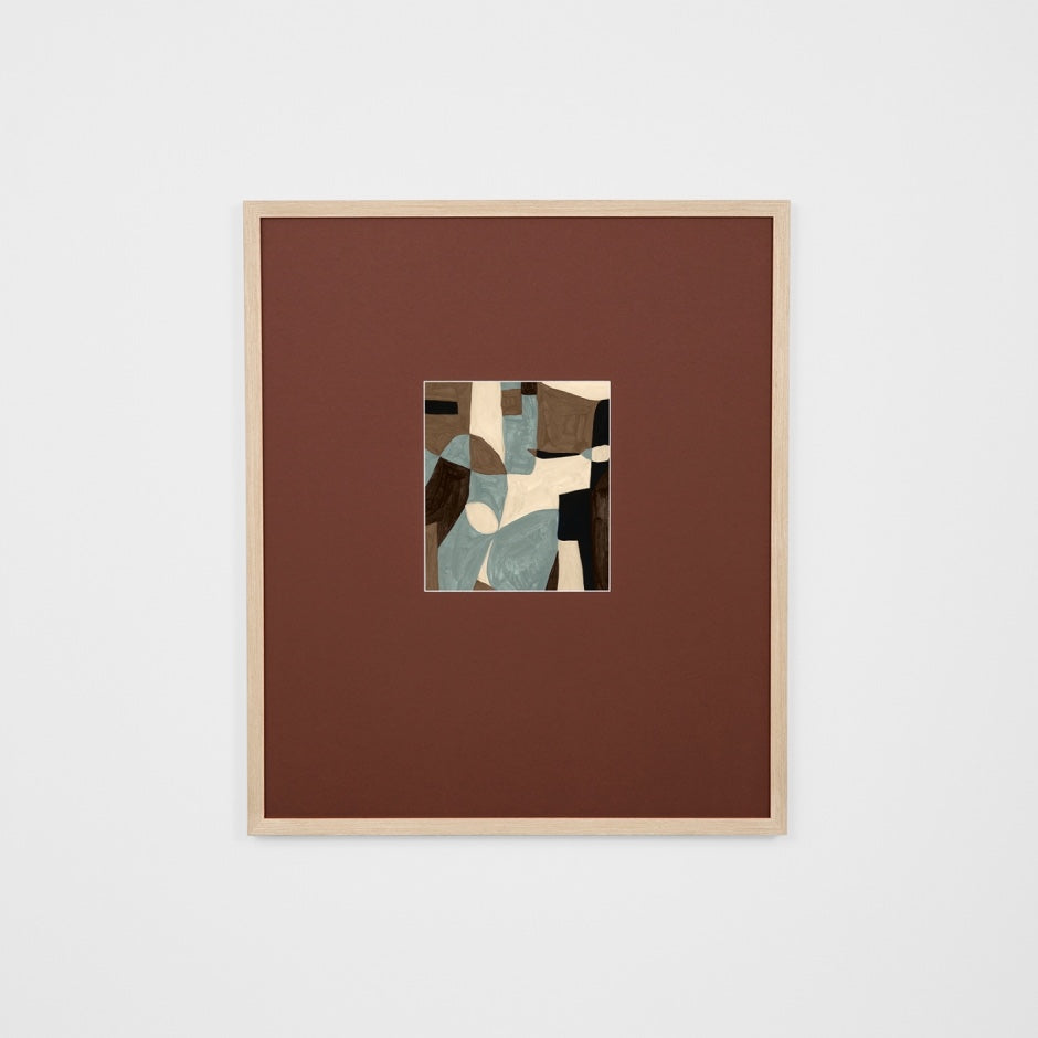 WARKLAB2RRW3_Klause Blue Wide 2 Print (Red Rust Mat) 73 x 85cm, Light Raw Timber Frame