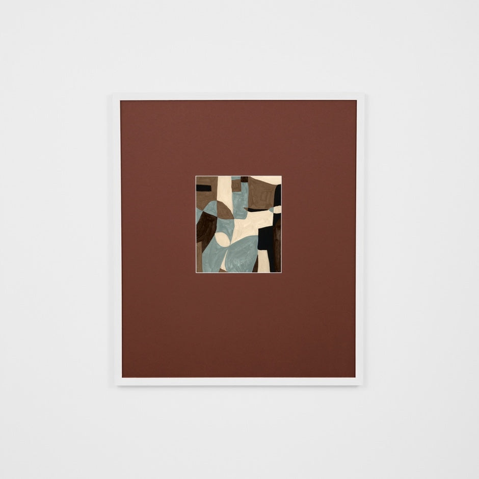 WARKLAB2RWW3_Klause Blue Wide 2 Print (Red Rust Mat) 73 x 85cm, White Raw Timber Frame