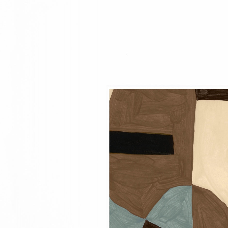 WARKLAB2WRW3_Klause Blue Wide 2 Print (Soft White Mat) 73 x 85cm, Light Raw Timber Frame