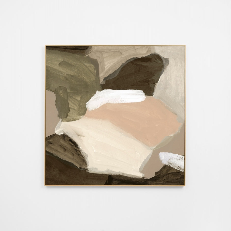 WARLINKH2C7Z_Lincoln Khaki 2 Canvas 120 x 120cm, Premium Light Timber Veneer Frame