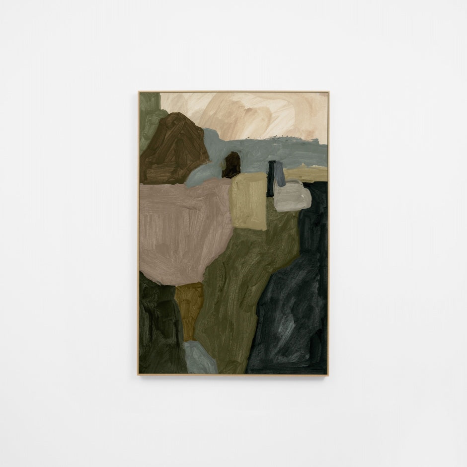 WARMAEMO1R1H_Maeve Moss 1 Rectangle Canvas 40 x 60cm, Light Timber-Look Synthetic Frame