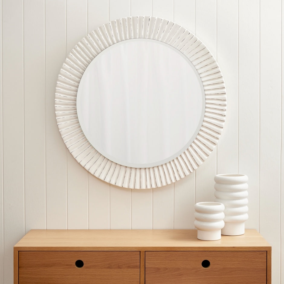 WARMFBEVHWHI_Bevel Hand Painted White Mirror