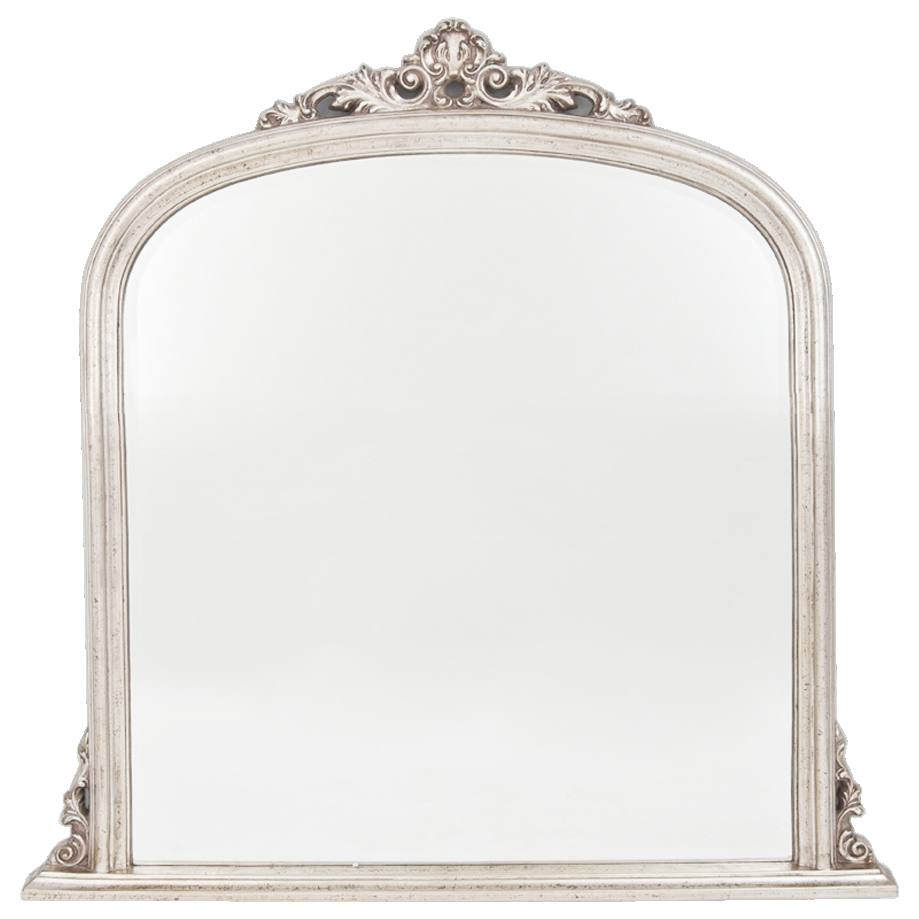 Domed Overmantle Small Mirror, Silver