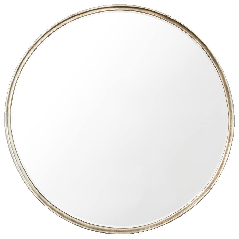 Round Looking Glass Mirror, Silver, Medium