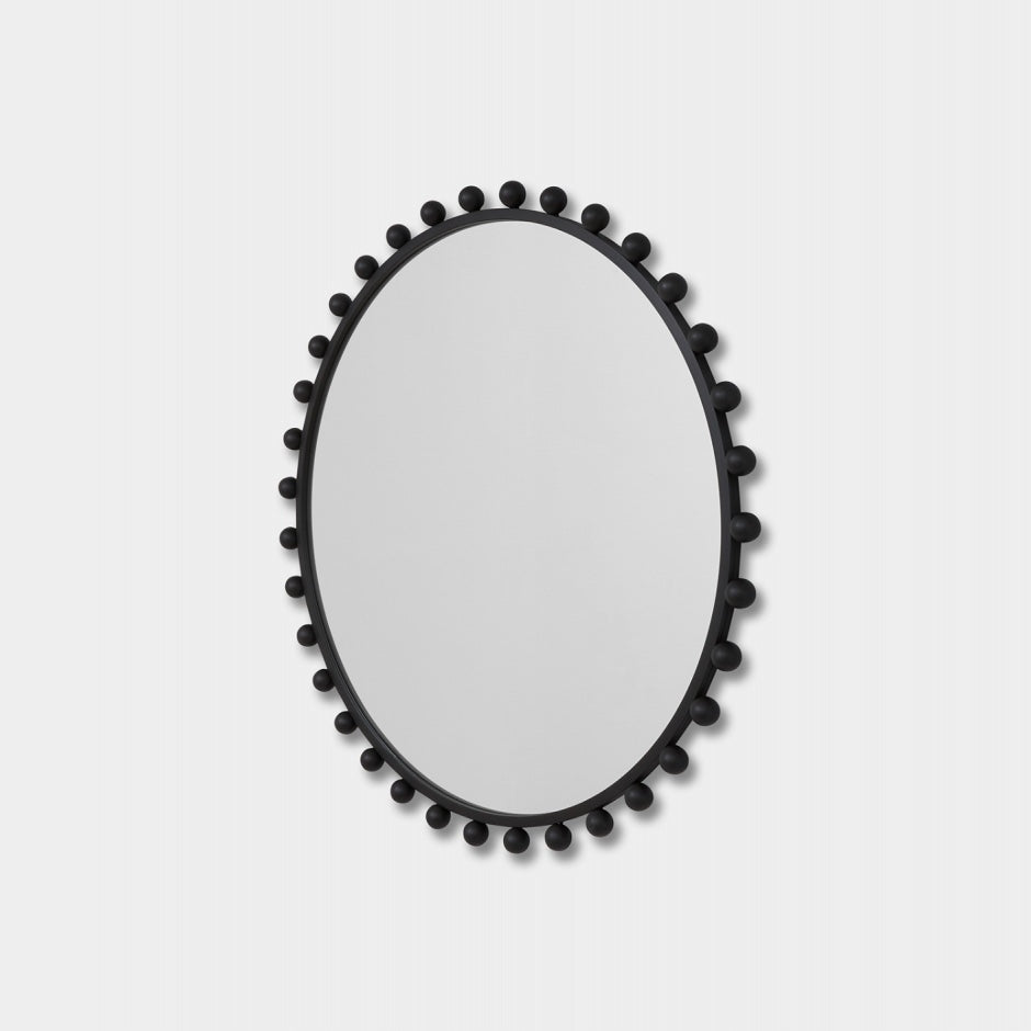 WARMFLUNRBLK_Luna Round Black Mirror