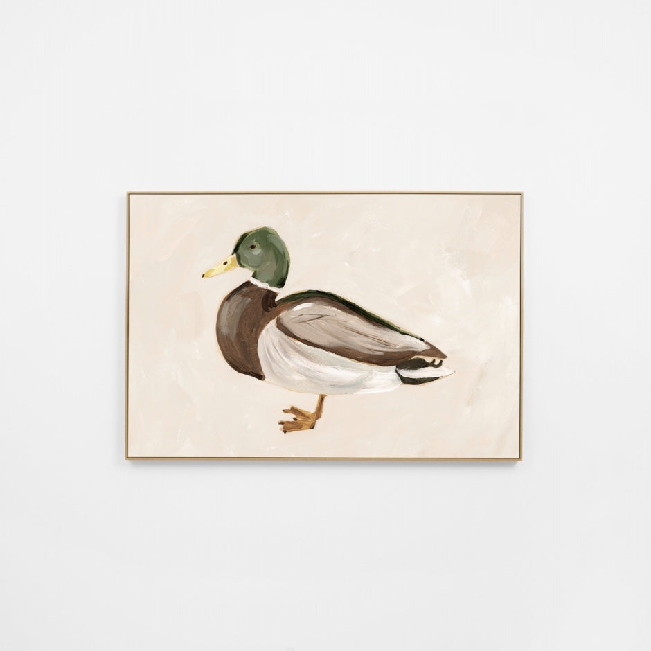WARMILPN1R1G_Mallard Portrait Natural 1 Canvas 60 x 40cm, Black Smooth Synthetic Frame