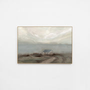 WARMISCLHR4Z_Misty Cottage Landscape Haze Canvas 105 x 70cm, Premium Light Timber Veneer Frame