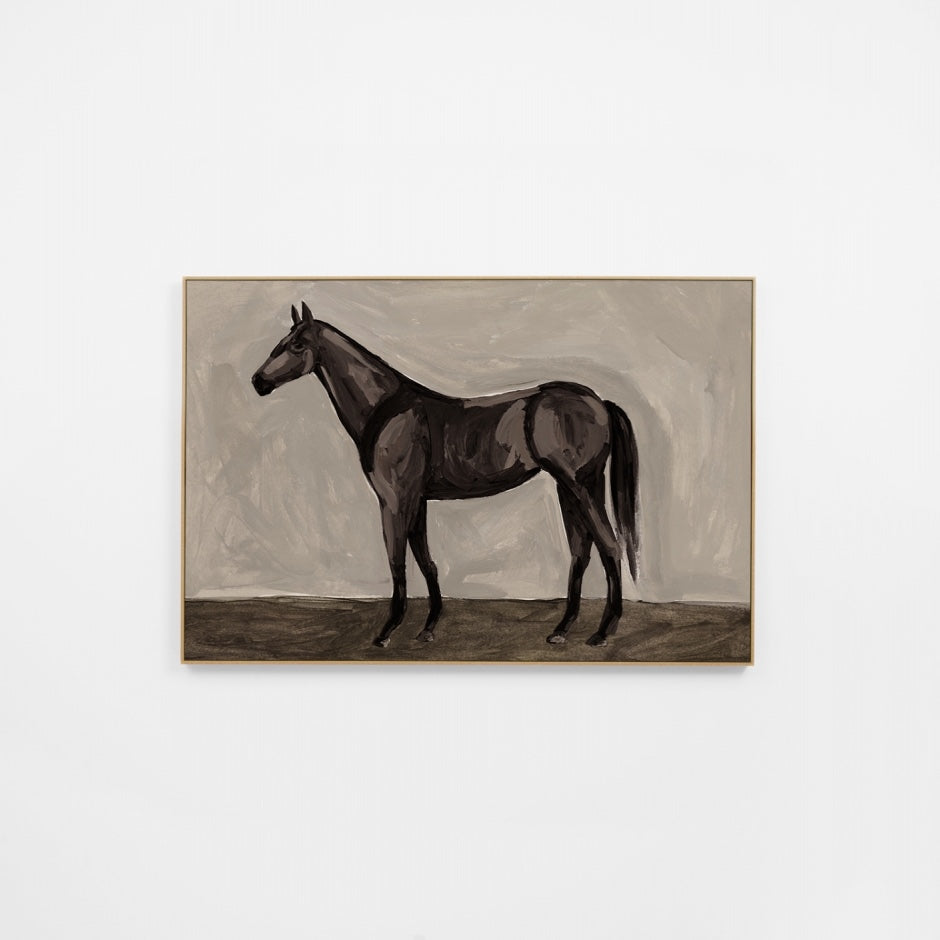 WARPAISD1R2G_Painted Steed Dark 1 Canvas 75 x 50cm, Black Smooth Synthetic Frame
