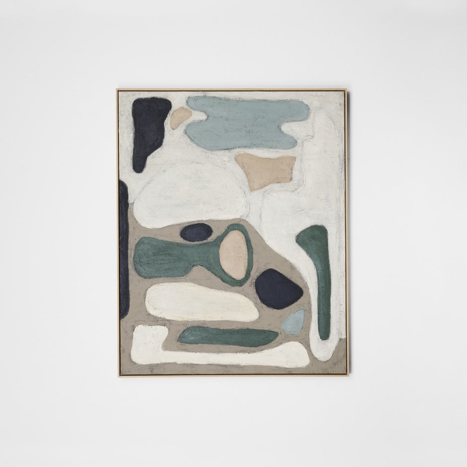 WARTABOCE8Z_Tableau Ocean Painting, Light Timber Veneer Painting Frame