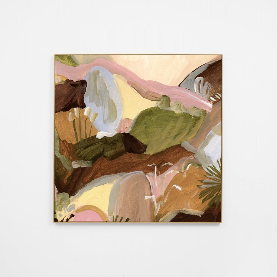 WARWILWSSC7H_Wildflower Whimsy Summer Square Canvas 120 x 120cm, Light Timber-Look Synthetic Frame