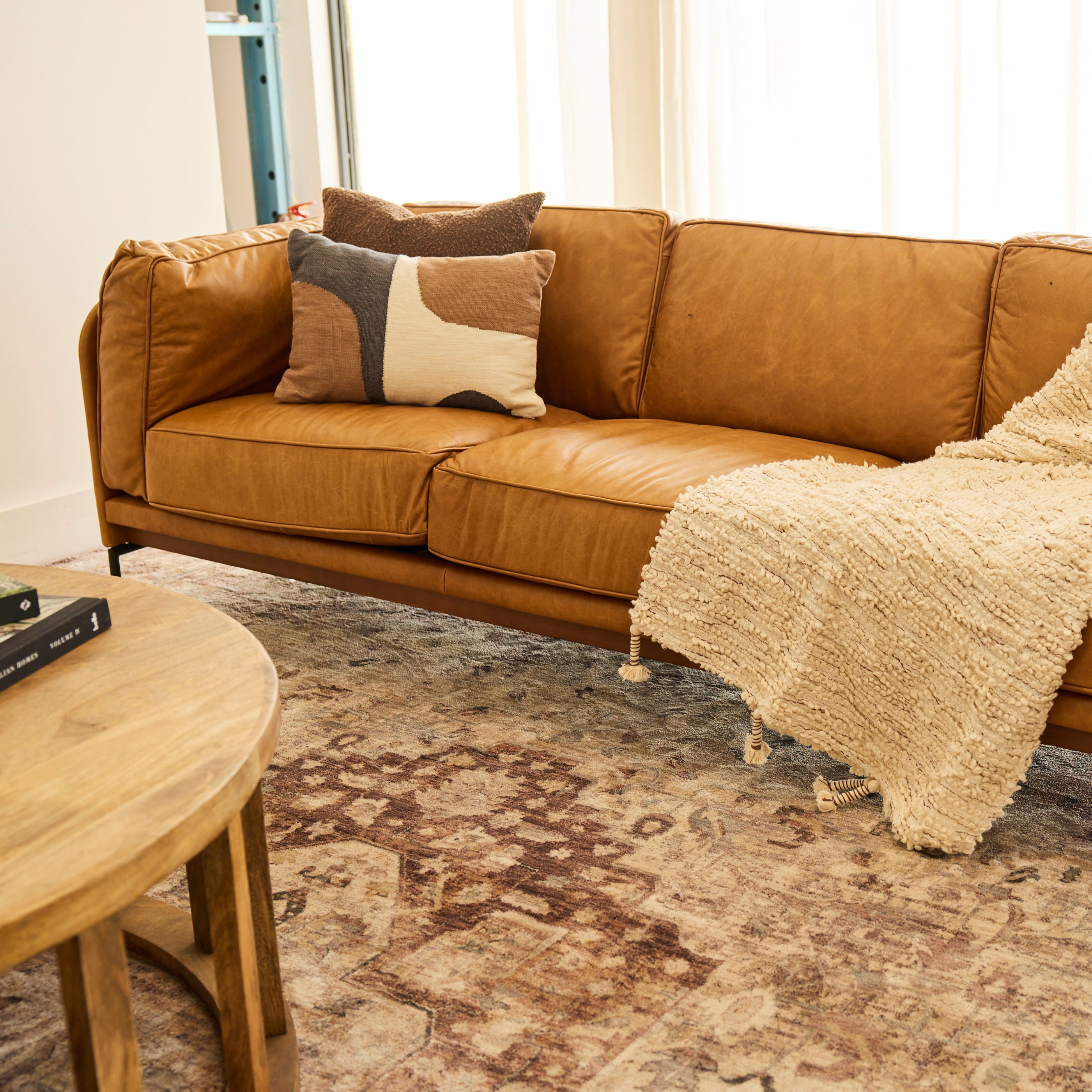 Allerdale 3.5 Seater Leather Sofa, Natural Tan