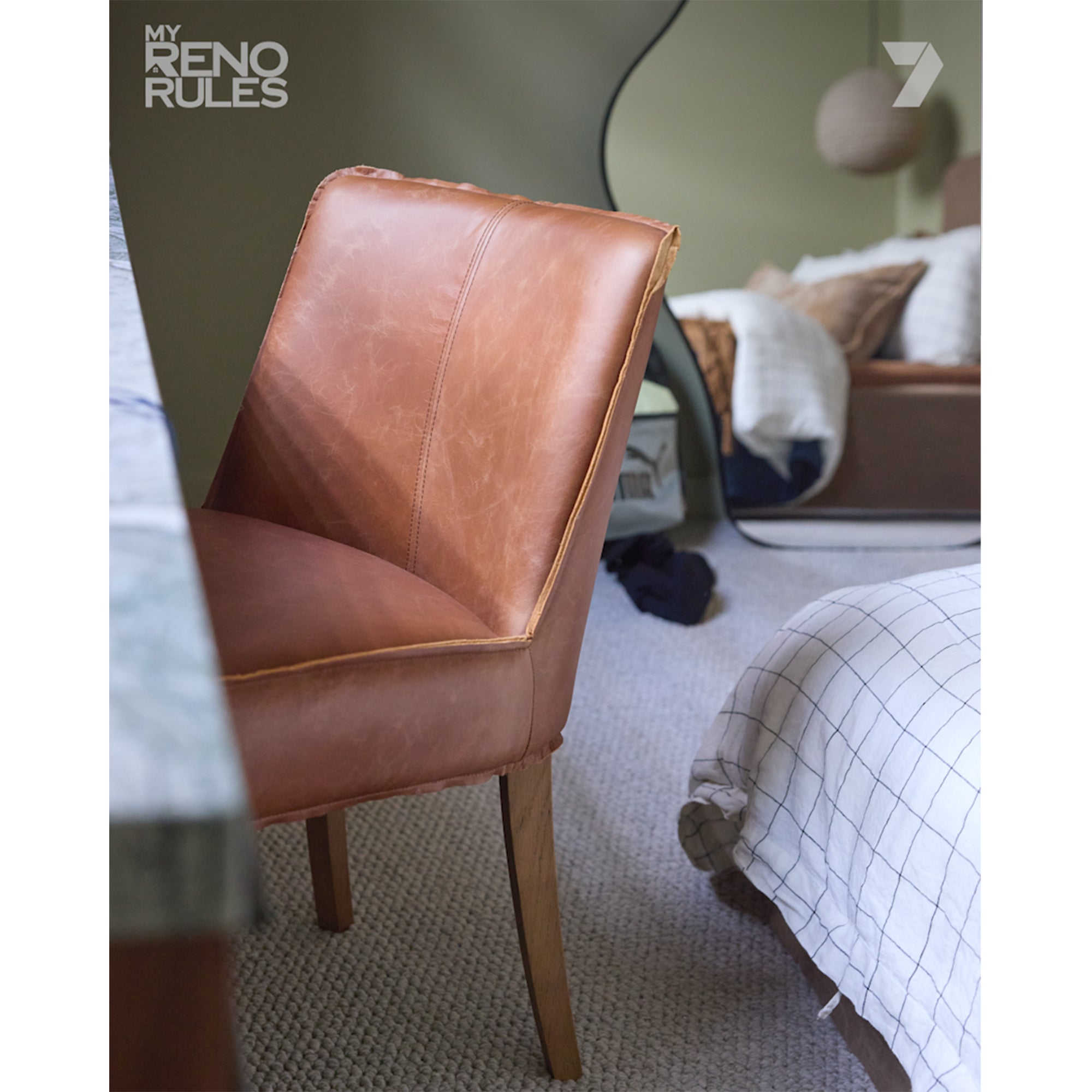 Ambra Leather & Oak Vintage Saddle Dining Chair