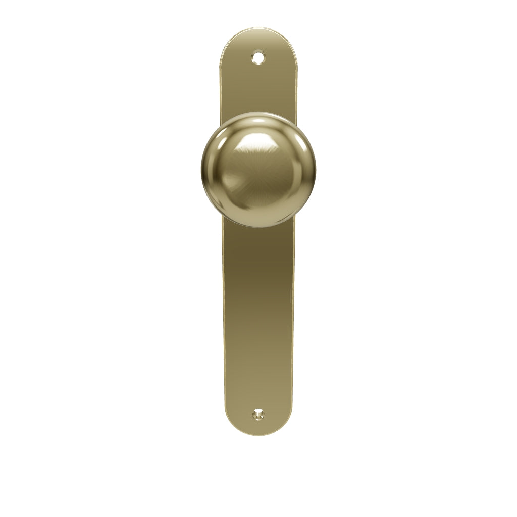 Cambridge Knob Oval Backplate Polished Brass
