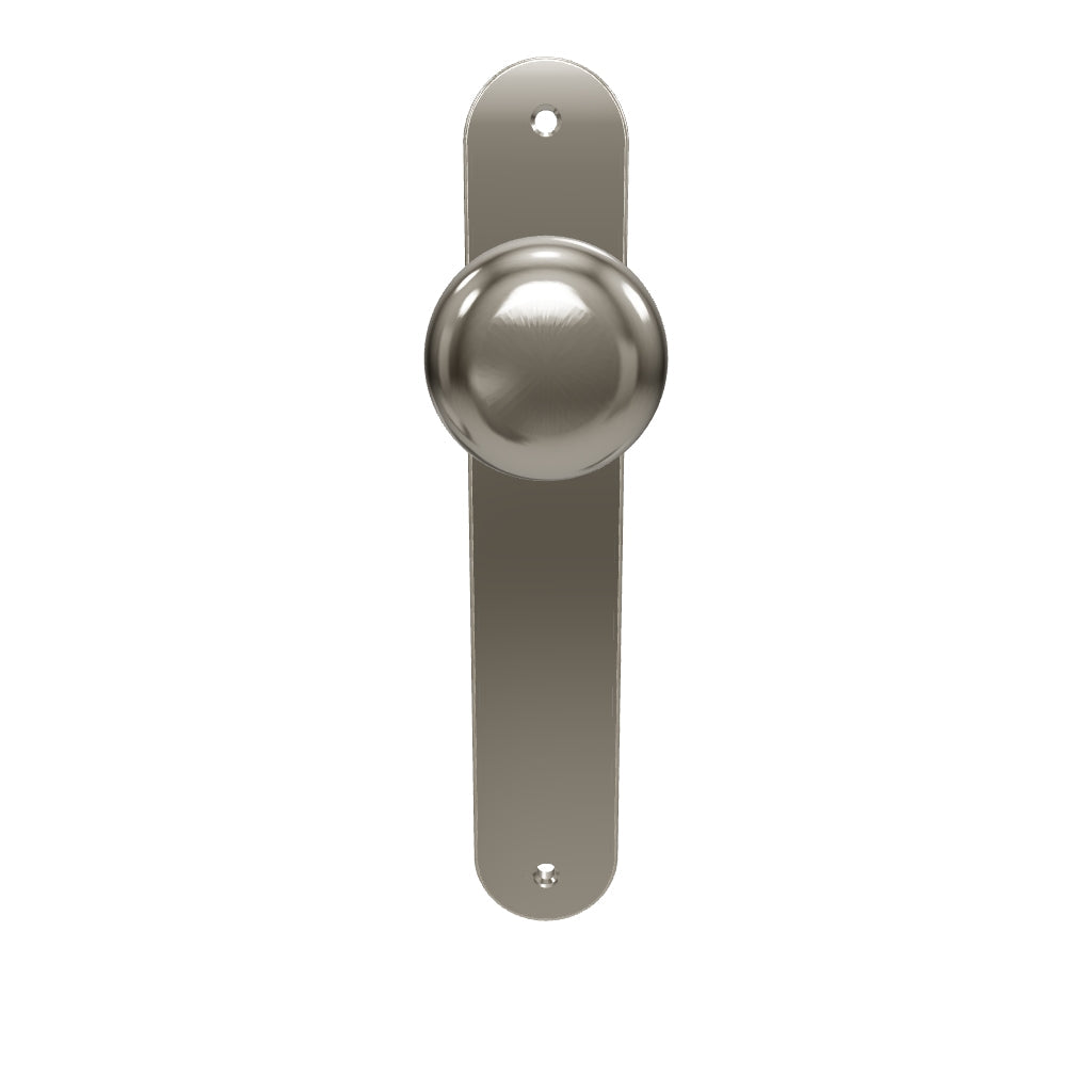 Cambridge Knob Oval Backplate Satin Nickel