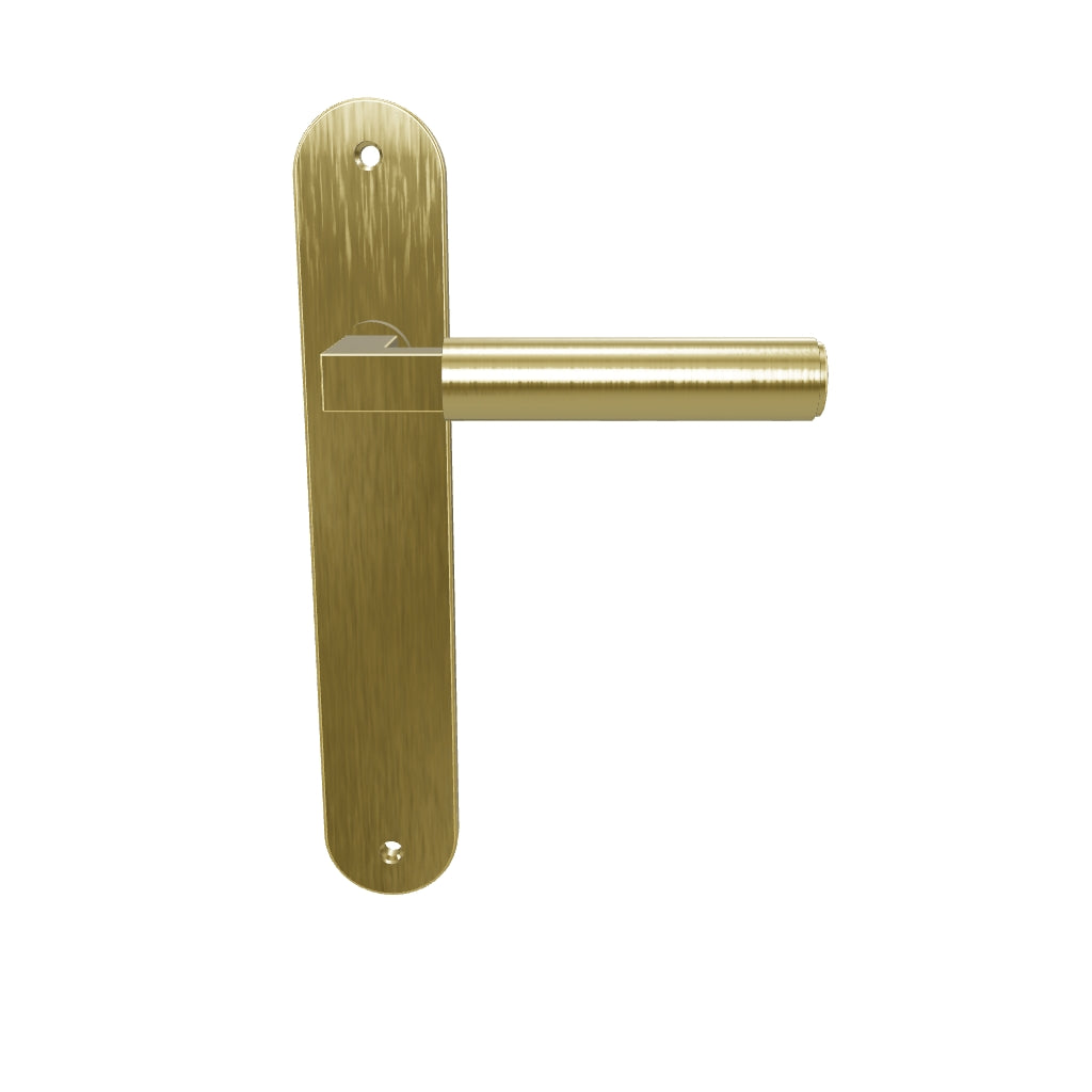 Berlin Lever Brushed Brass Oval Backplate