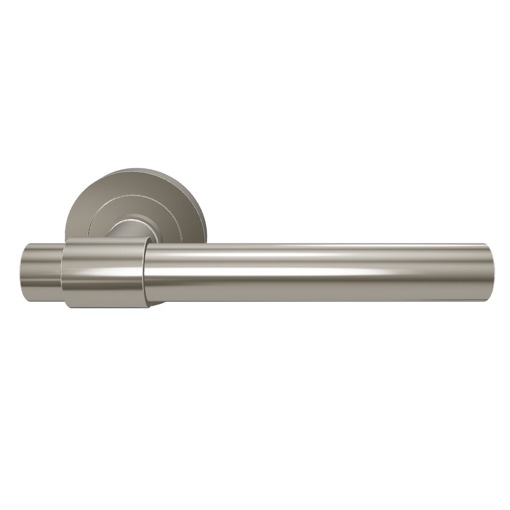 Helsinki Lever Round Rose, Satin Nickel