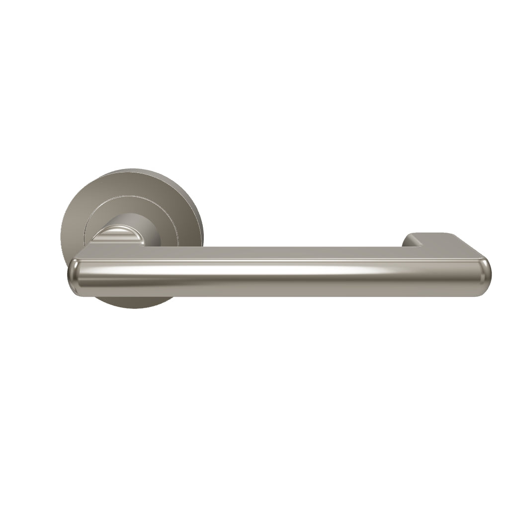 Baltimore Return Lever Round Rose Satin Nickel