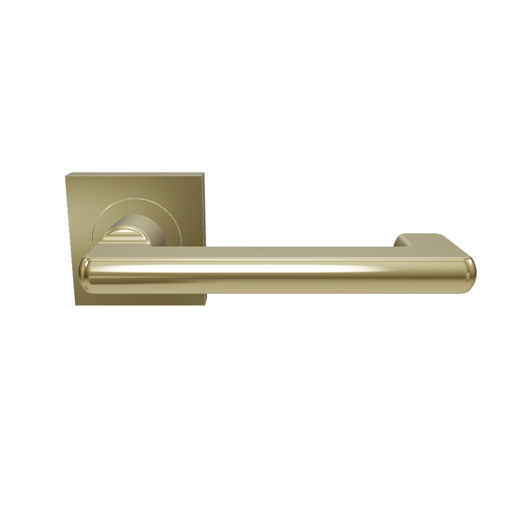 Baltimore Return Lever Square Rose Polished Brass