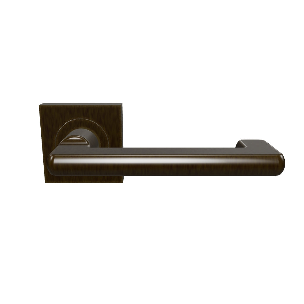 Baltimore Return Lever Square Rose Signature Brass