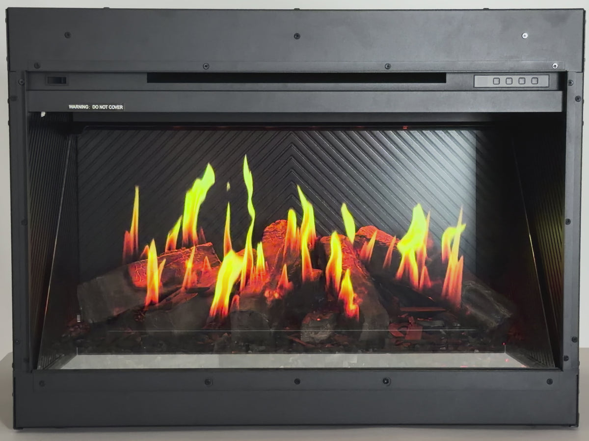 Load video: Vaux 78 Tri View Holographic Electric Fire