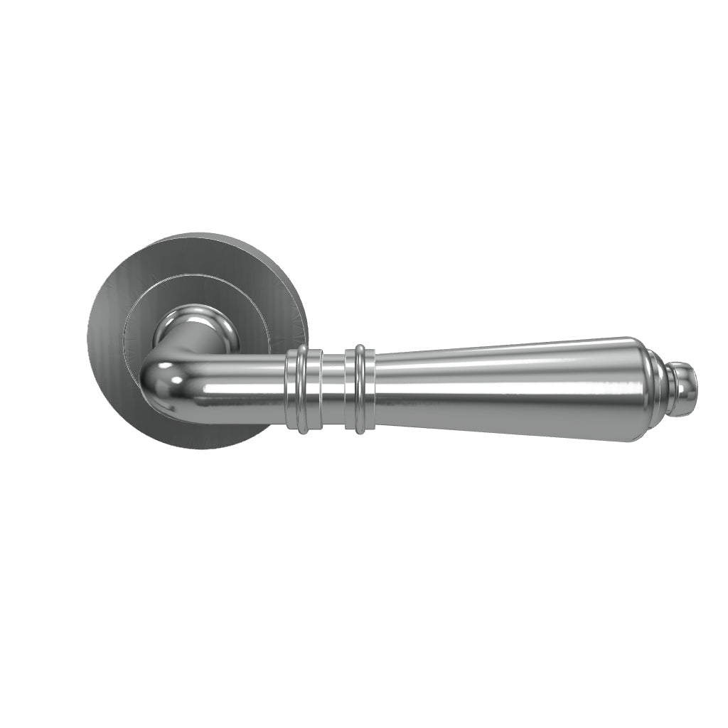 Sarlat Lever on Rose Set, Brushed Chrome