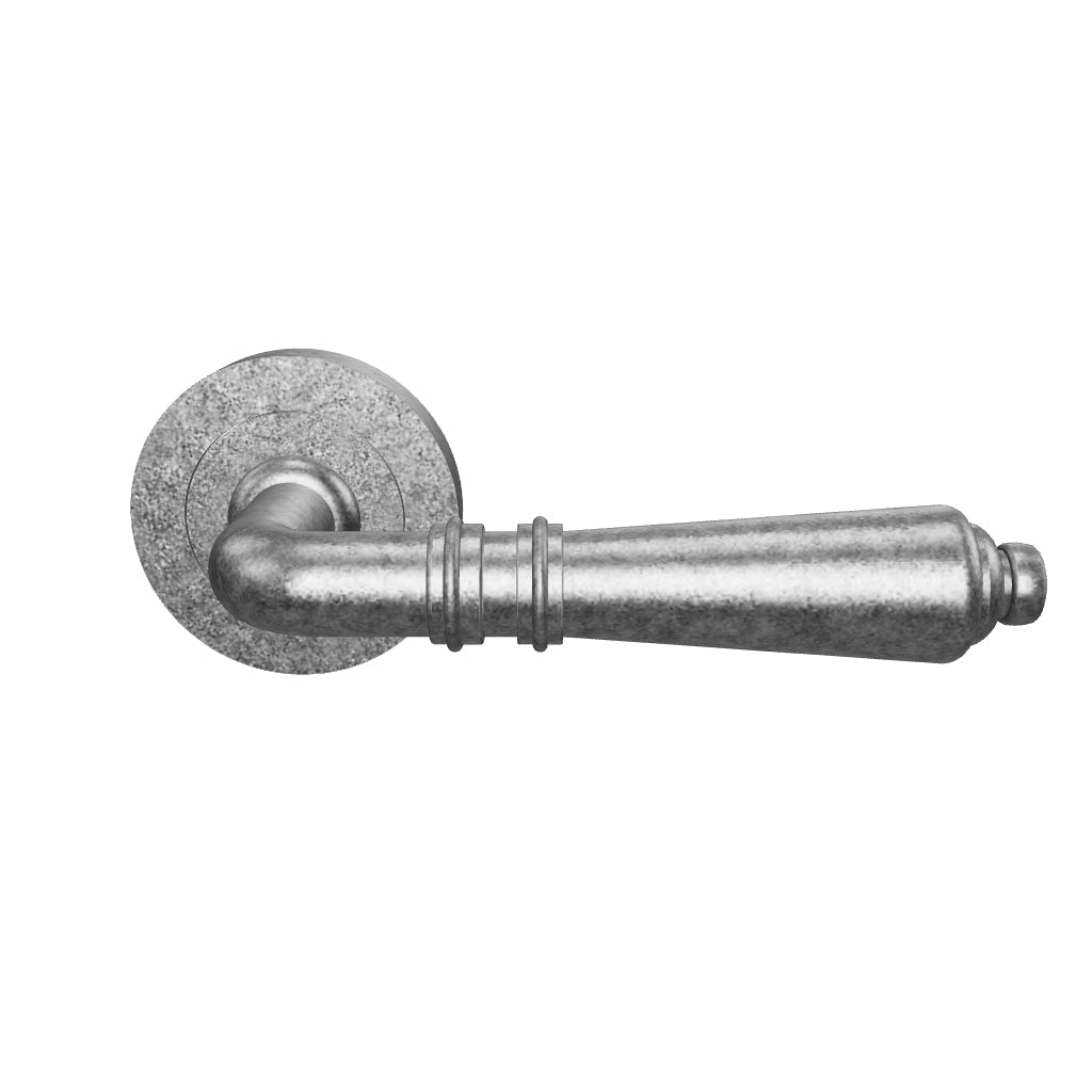 Sarlat Lever on Rose Set, Distressed Nickel