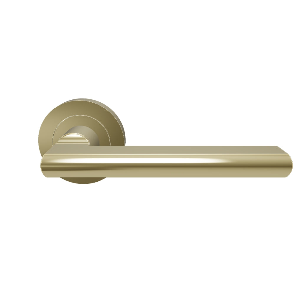 Baltimore Lever on Round Rose, Polished Brass