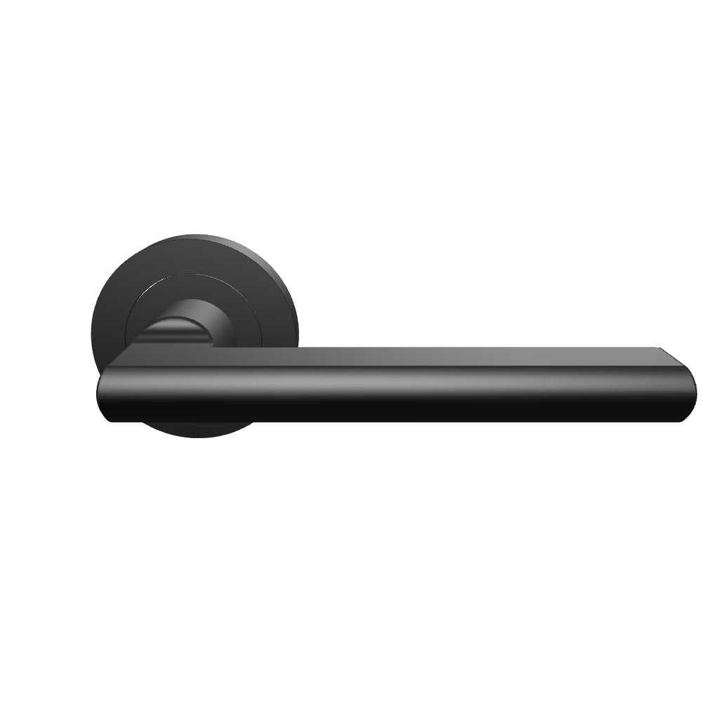 Baltimore Lever on Round Rose, Matte Black