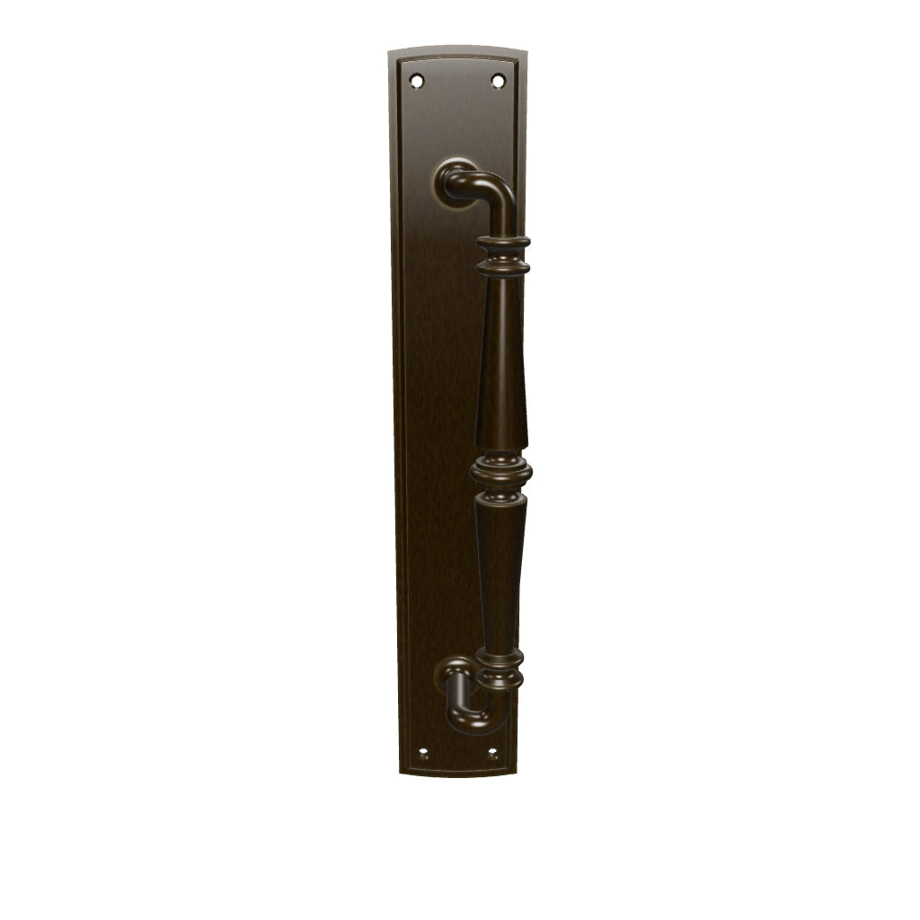 Sarlat Door Pull Handle on Backplate, Signature Brass