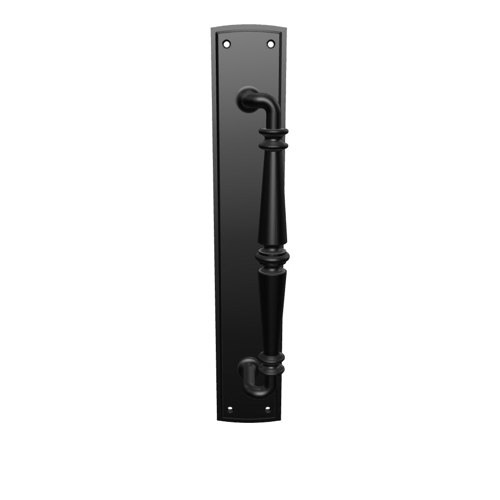 Sarlat Door Pull Handle on Backplate, Matte Black