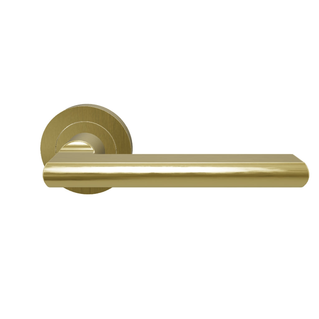 Baltimore Door Lever Round Rose Satin Brass