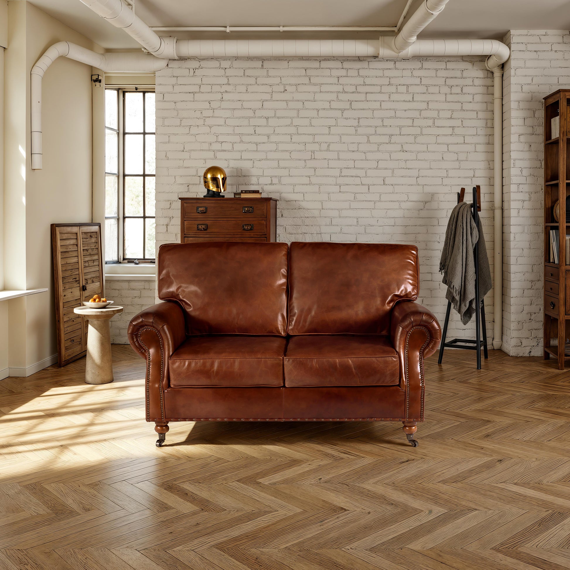 Stamford 2 Seater Leather Sofa, Vintage Whiskey