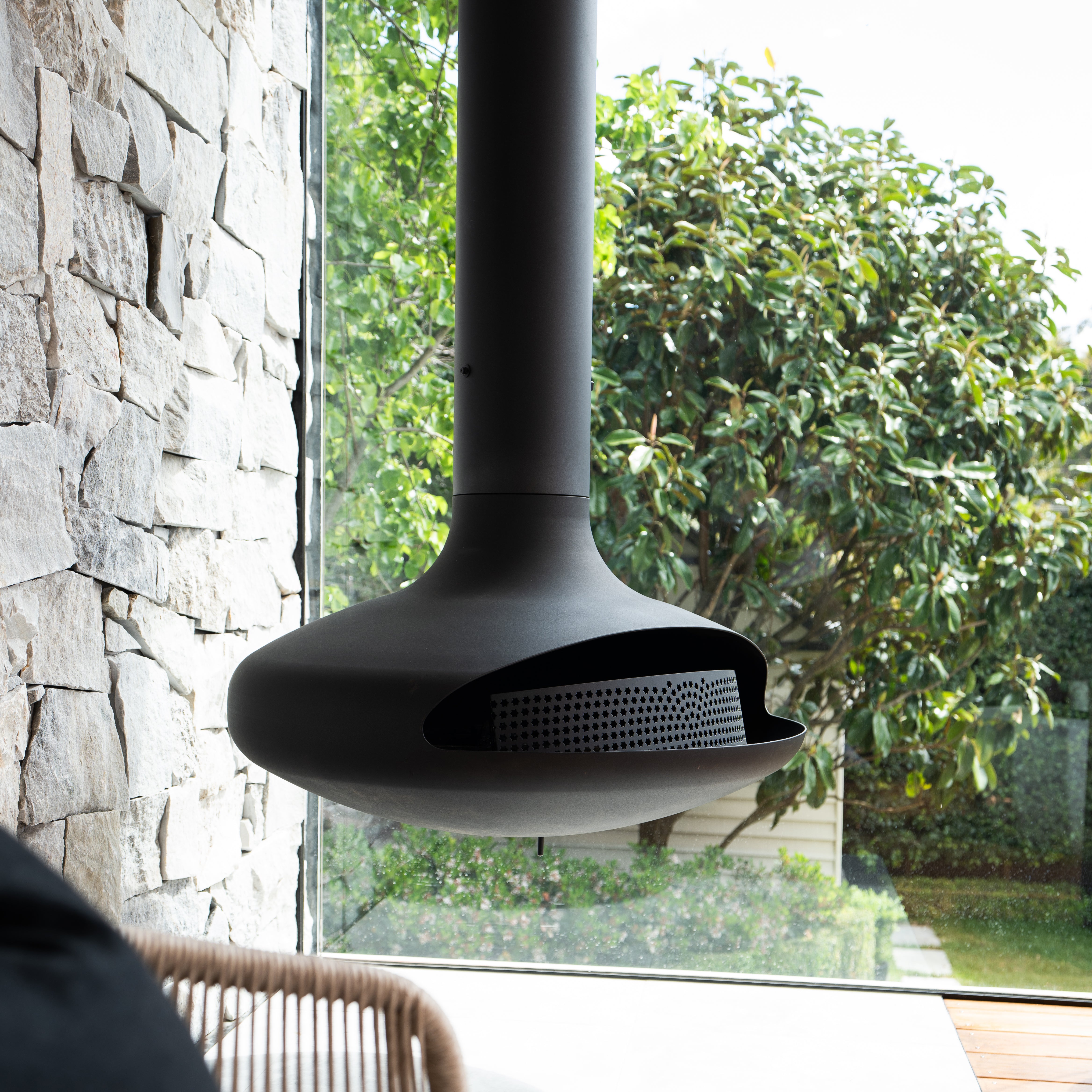 Tarvos Suspended Fireplace, Black