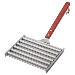 Bbq Sausage Roller Stainless Steel With Wooden Handle 47 X 23Cm
