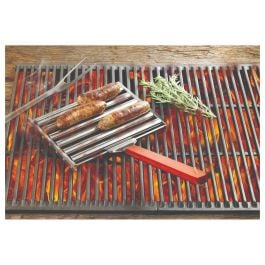Bbq Sausage Roller Stainless Steel With Wooden Handle 47 X 23Cm