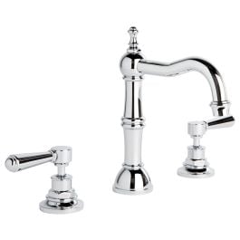 Brodware Winslow Chrome Basin Set with Shepherds Crook Spout & Metal Lever Handles