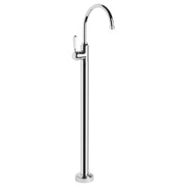 Brodware Winslow Bath Mixer Floor Mounted with Gooseneck Spout & White Ceramic Lever