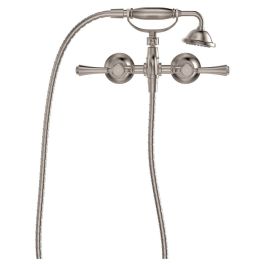 Lillian Lever Exposed Bath Tap Set With Hand Shower Brushed Nickel