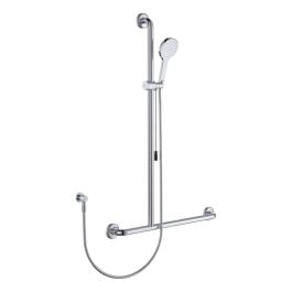 Luciana Care Inverted T Rail Shower with Push/Pull Slider, Left-Hand, Chrome