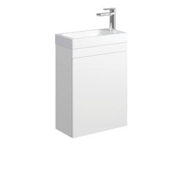 Denzel Edge Wall Hung 450Mm Ensuite Vanity Satin White With Ceramic Basin