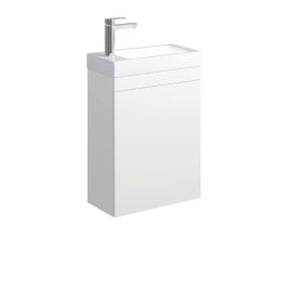 Denzel Edge Wall Hung 450Mm Ensuite Vanity Satin White With Ceramic Basin