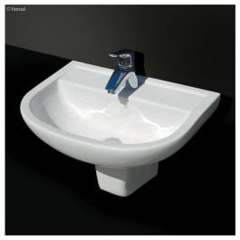 RAK X500 Wall Basin With Integral Shroud, 1TH, Gloss White