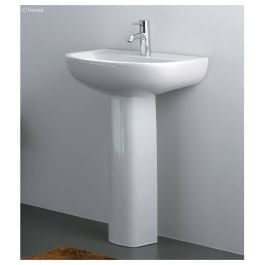 RAK Compact 550 Pedestal Basin, 3TH, Gloss White